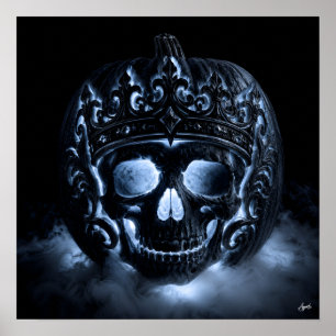 Gekrönter Totenkopf-Kürbis Poster
