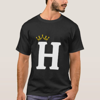 Gekröntes Buchstaben-H-Monogramm-Design T-Shirt