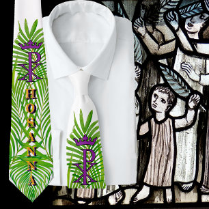 Gekröntes Chi Rho HOSANNA Palmsonntag Krawatte