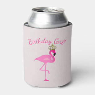 Gekröntes Flamingo-Geburtstags-Mädchen kann cool Dosenkühler