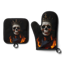 Gekröntes Totenkopf-Gothic-Halloween-Mitt-Set