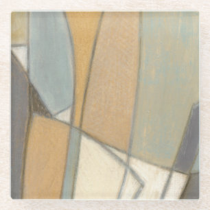 Gekrümmte Linien u. gedämpfte Erdtöne Glasuntersetzer