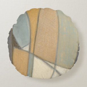 Gekrümmte Linien u. gedämpfte Erdtöne Rundes Kissen