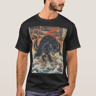 Gekrümmtes Kaiju über tobendem Ozean T-Shirt