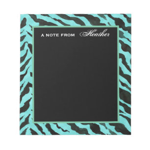 Gel Pen Notes Aqua Black Zebra Streifen Printmedie Notizblock