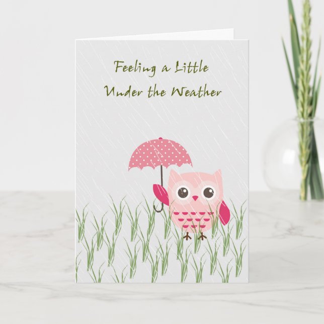 Gel Well Card mit Little Owl & Umbrella Karte (Vorderseite)