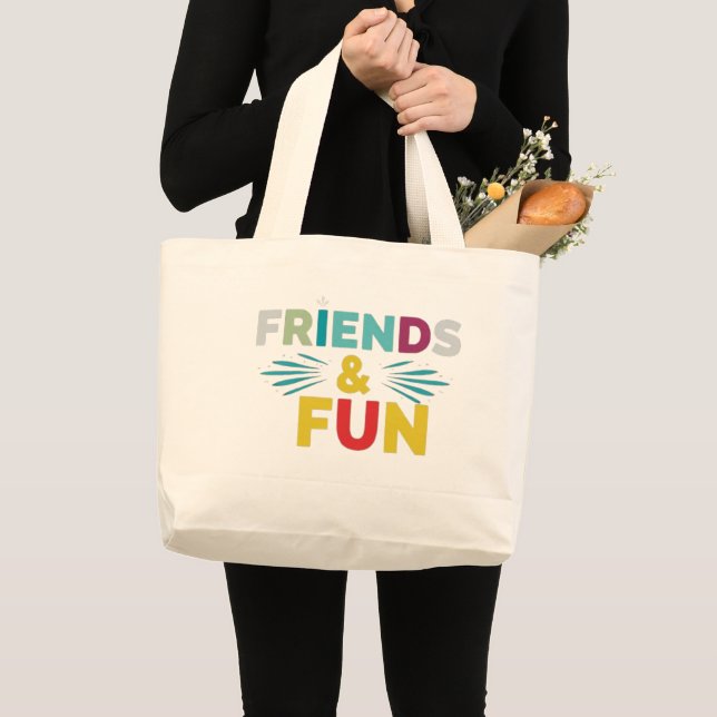 Gelächter - "Freunde und Spaß" Multicolor Jumbo Stoffbeutel (Vorderseite (Produkt))