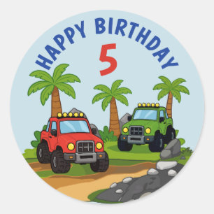 Gelände-Monster-Truck-Geburtstagsgeschenk Runder Aufkleber