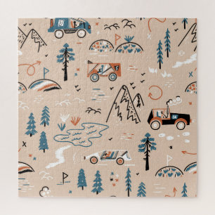 Geländefahren, vintage nahtlos. puzzle