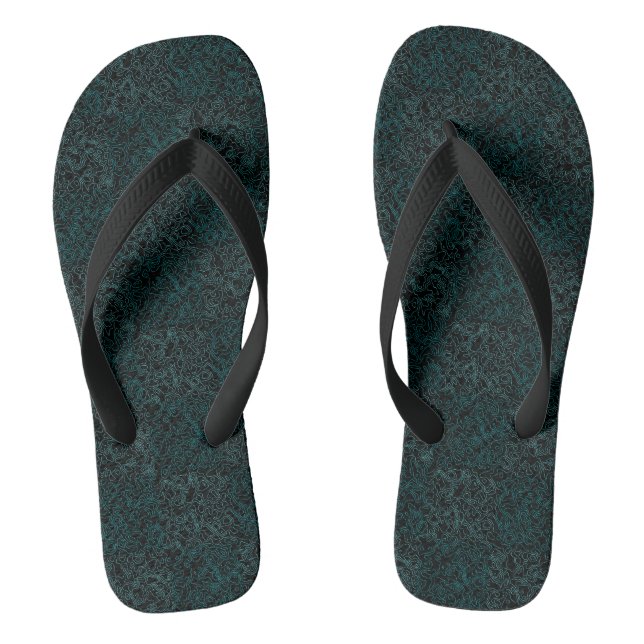Geländemuster Grün 01bx4.Schwarz Flip Flops (Fußbett)