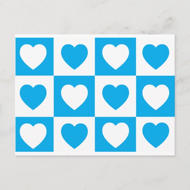 Geländerte Herzen - Cyan Blue Postkarte (Vorderseite)
