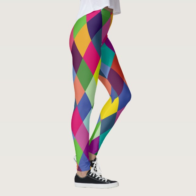 Geländerter Harlequin-Regenbogen-farbig Leggings (Rechts)