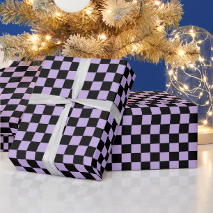 Geländerter Lavendel und Schwarz Geschenkpapier