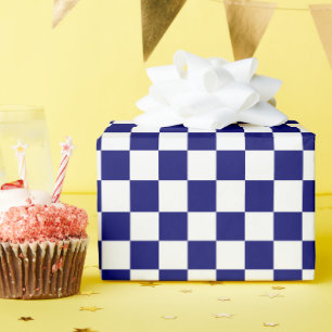 Geländertes Blau und Weiß Geschenkpapier