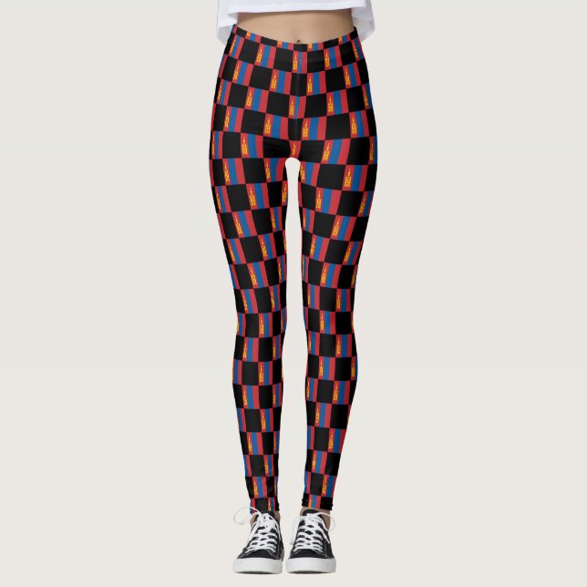 Geländertes Muster der mongolischen Flagge Leggings (Vorderseite)