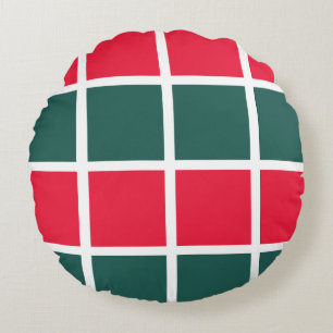 Geländertes Rotes Gelb Rundes Kissen