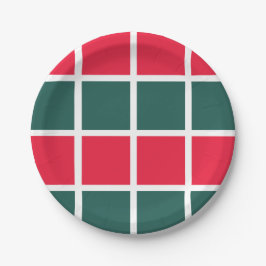 Geländertes rotes, kariertes Party Pappteller