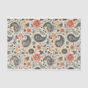 Geländetes Orangen- und Blaupaisley-Muster Seidenpapier