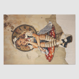 gelangweilte Alice im Wunderland auf einem Pilz Seidenpapier