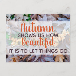 gelassen Dinge gehen Herbst fallen Blätter braunes Postkarte