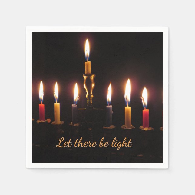 Gelassen gibt es leichte menorah Hanukkah Cocktail Serviette (Vorderseite)