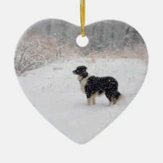 Gelassen ihm schneien! Border-Collie Keramikornament