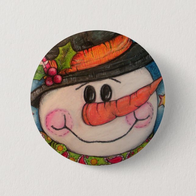 Gelassen ihm schneien - eisiger Snowman Button (Vorderseite)
