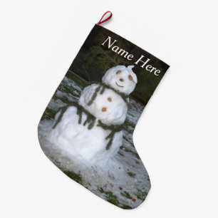 Gelassen ihm schneien lustige Snowman-Schnee-Dame Großer Weihnachtsstrumpf