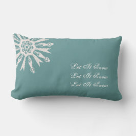 Gelassen ihm schneien Schneeflocke auf Lendenkissen