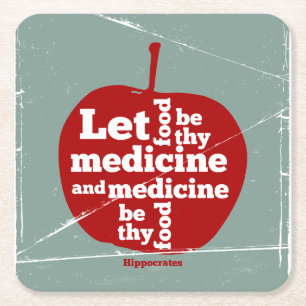 Gelassen Lebensmittel durch Arzneimittel Hippokrat Rechteckiger Pappuntersetzer