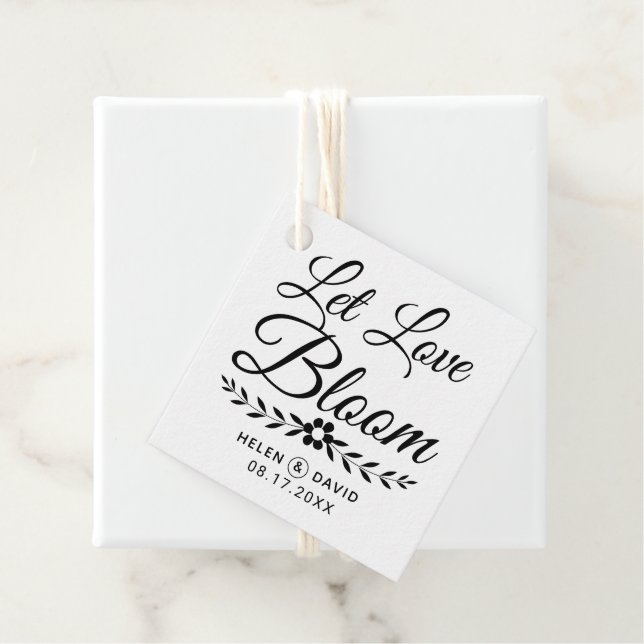 Gelassen Liebe Blüte schwarze Typografie Blume Hoc Geschenkanhänger (Beispiel)