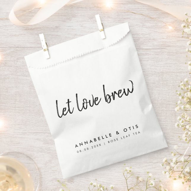 Gelassen Liebe Brew | Tea Lover Minimalistisch Wed Geschenktütchen (Ausgeschnitten)
