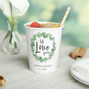 Gelassen Liebe Eukalyptus Wreath Wedding Sage grün Pappbecher