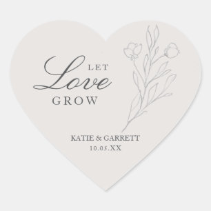 Gelassen Liebe Grow Elegante Graue Gastgeschenk Ho Herz-Aufkleber