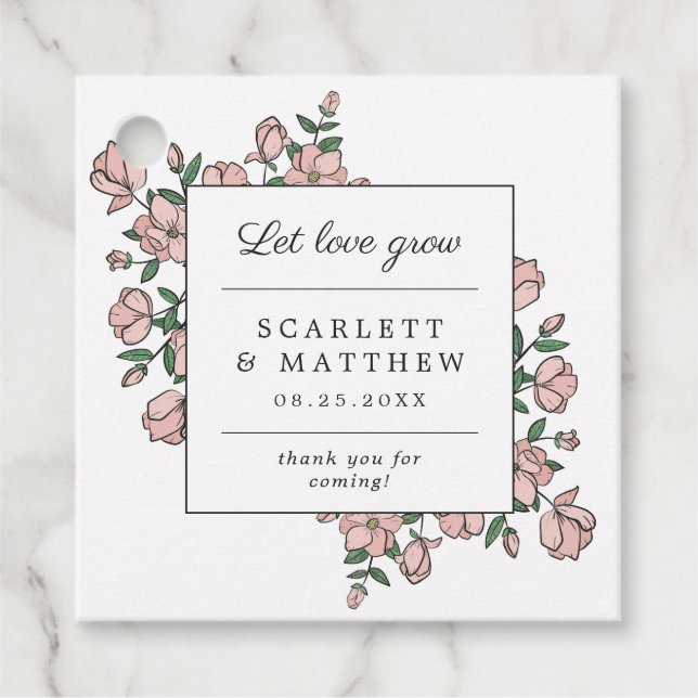 Gelassen Liebe Grow Hand gezeichnete Blume Hochzei Geschenkanhänger (Vorderseite)