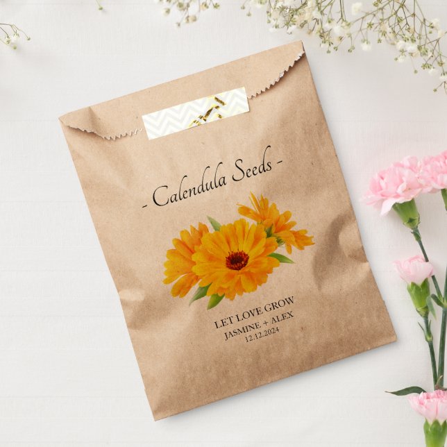Gelassen Liebe Grow l Calendula Samen Gastgeschenk Geschenktütchen (Versiegelt)