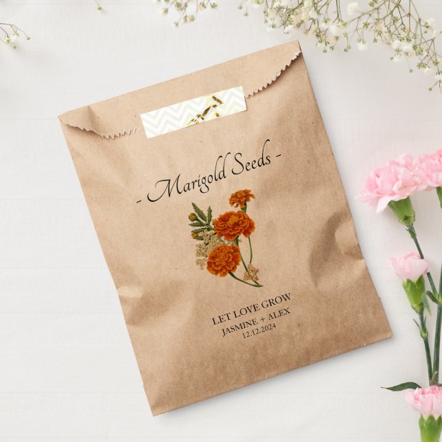 Gelassen Liebe Grow l Marigold Seeds Hochzeit Geschenktütchen (Versiegelt)
