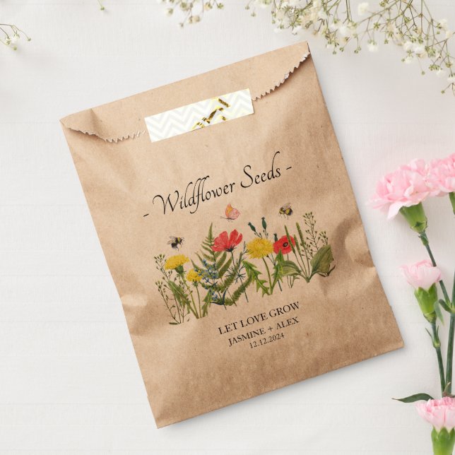 Gelassen Liebe Grow l Wildblume Samen Gastgeschenk Geschenktütchen (Versiegelt)