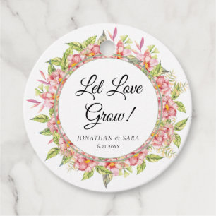 Gelassen Liebe Grow Pink Floral and Sage Wedding Geschenkanhänger