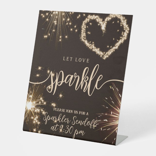 Gelassen Liebe Sparkle Custom Wedding Sockelschild (Vorderseite)