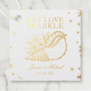 Gelassen Liebe Sparkle Floral Seashell Gold Hochze Geschenkanhänger