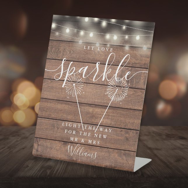 Gelassen Liebe Sparkle Rustikale Holzsäulenleuchte Sockelschild (Let Love Sparkle Rustic Wood String Lights Pedestal Sign)