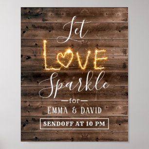 Gelassen Liebe Sparkle Rustikales Holz abschicken  Poster