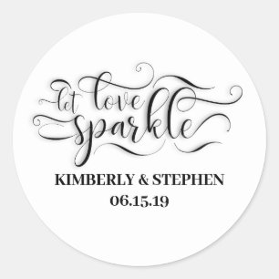 Gelassen Liebe Sparkle Wedding Runder Aufkleber