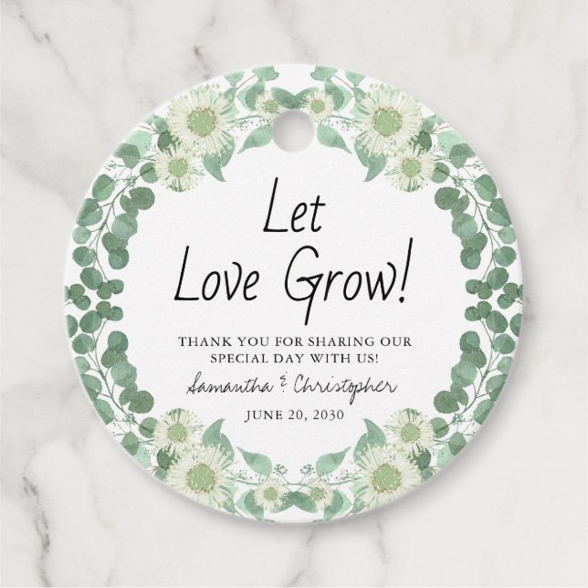 Gelassen Liebe wachsen Eukalyptus Foliage Danke Ho Geschenkanhänger (Vorderseite)