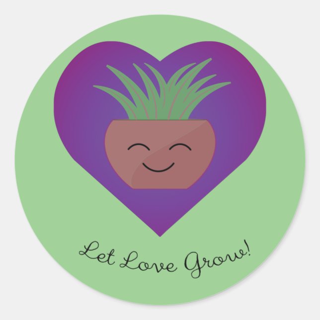 Gelassen Liebe wachsen Fern Runder Aufkleber (Vorderseite)