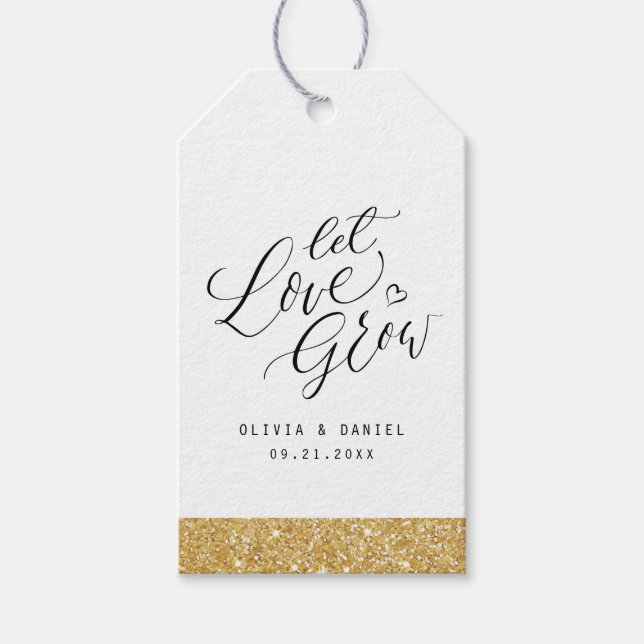 "Gelassen Liebe wachsen" moderne kalligraphische G Geschenkanhänger (Vorderseite)