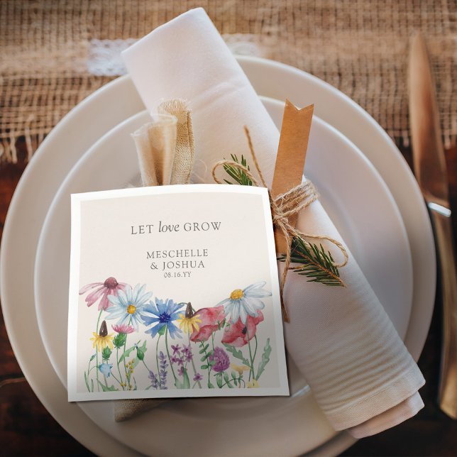Gelassen Liebe wachsen Wildblume Land Blumenhochze Serviette (Let love grow wildflower napkins - perfect for engagement party, bridal shower, wedding ..)