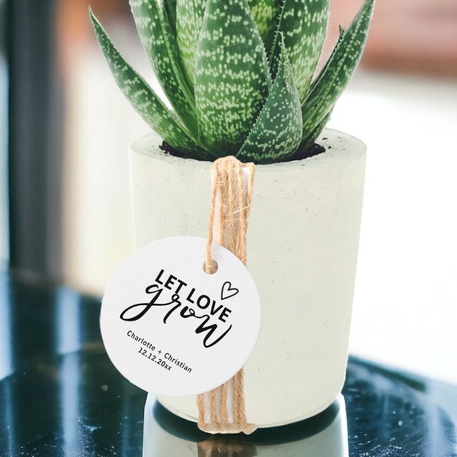 Gelassen Liebe wird Minimalistisch Hochzeit Geschenkanhänger (Let Love Grow Minimalist Wedding Favor Tags from Ricaso. Ideal for weddings, birthday & more)