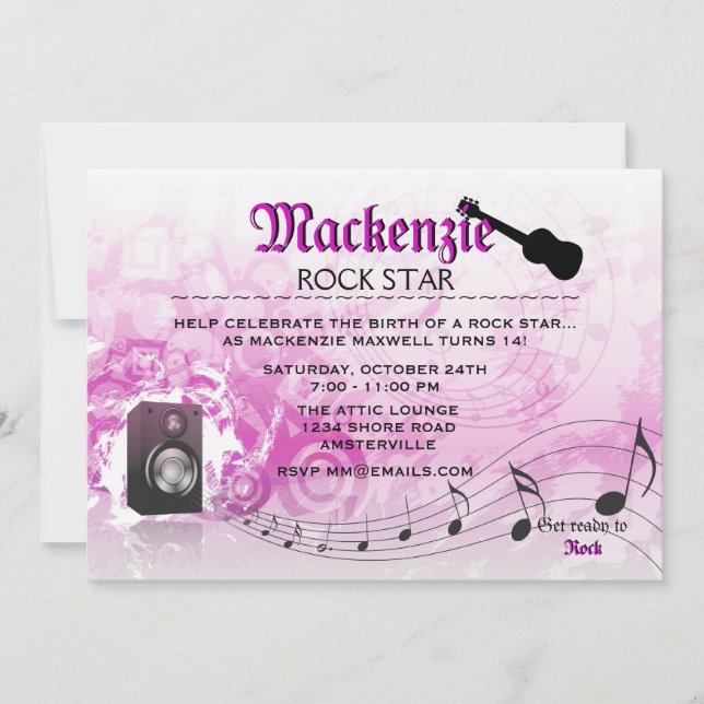 Gelassen uns erhalten Sie laute rosa Einladung (Vorderseite)